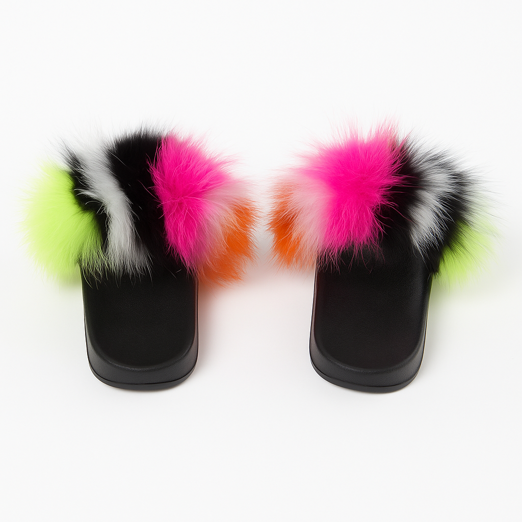 Neon Burst Fur Slides - House of Hues