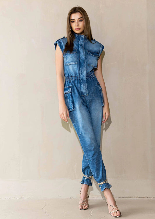 Cargo Cool Denim Jumpsuit - House of Hues