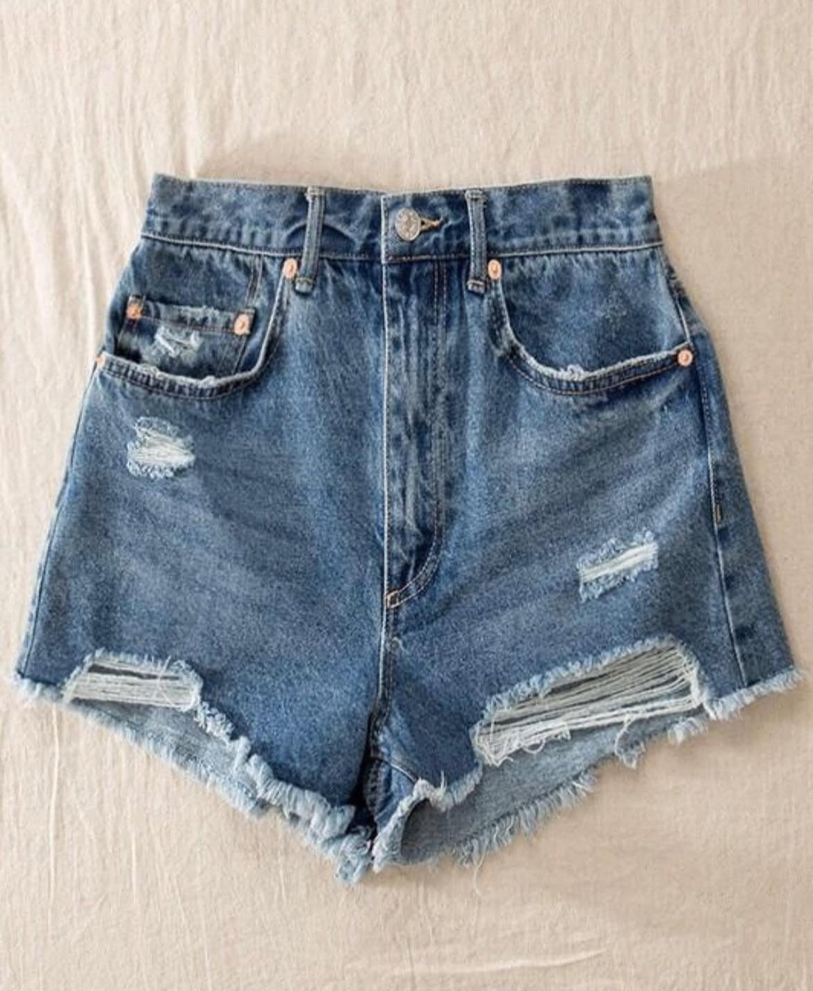 High-Key Distressed Denim Shorts - House of Hues