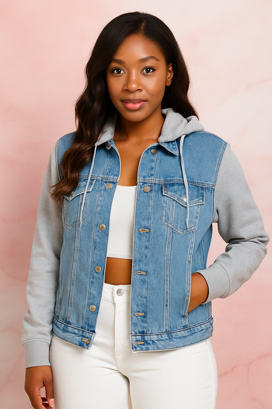 The Cozy Classic Hooded Denim Jacket - House of Hues