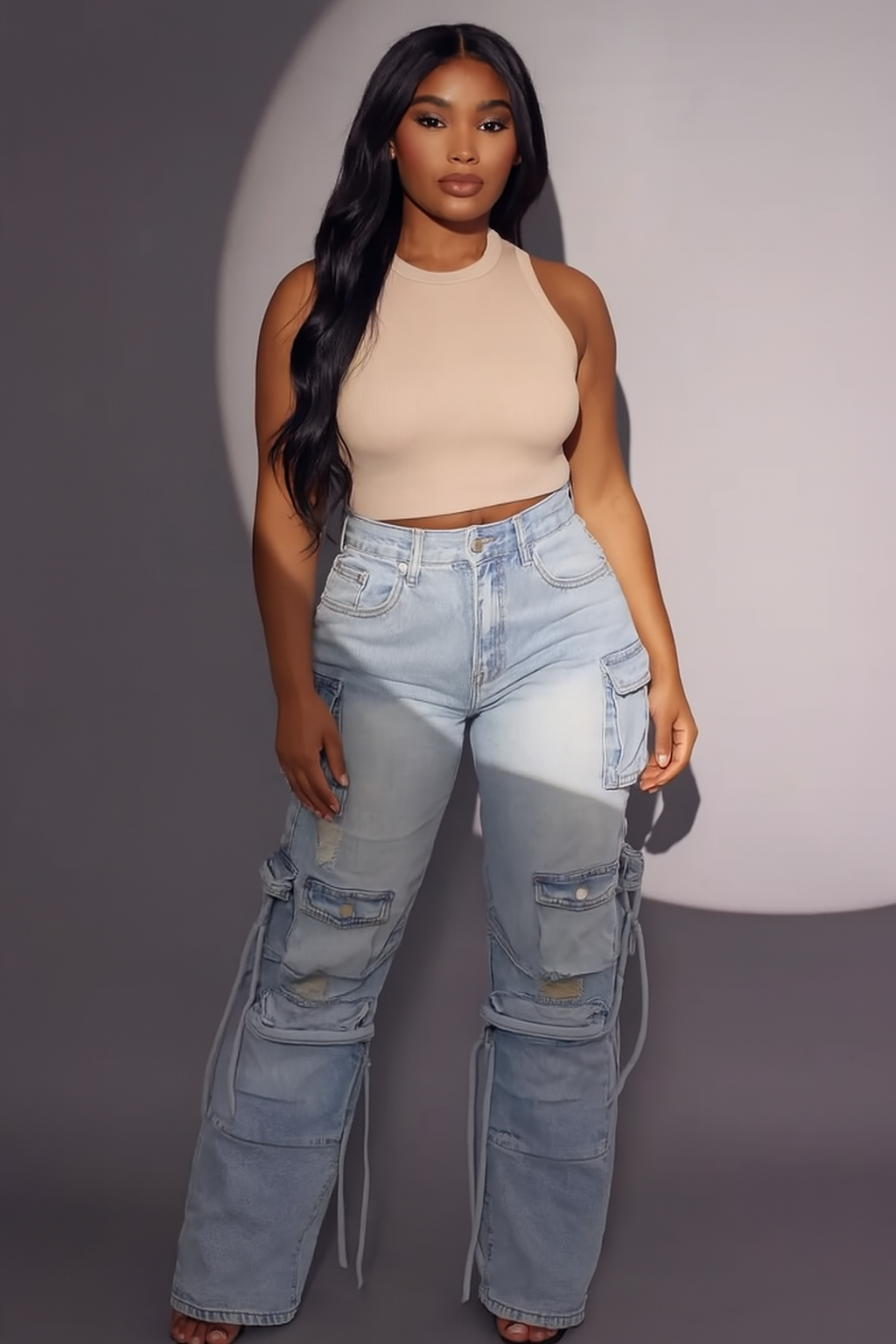 Utility Luxe Denim Cargo Pants - House of Hues