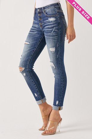 Curve Appeal Distressed Skinny Jeans - House of Hues