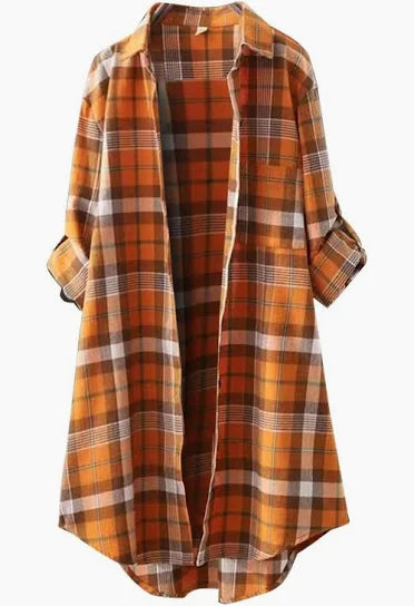 🧡 Harvest Mood Flannel Duster – Pumpkin Spice - House of Hues
