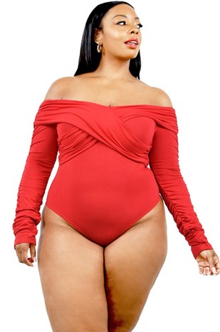 Crimson Confidence Off-Shoulder Bodysuit - House of Hues