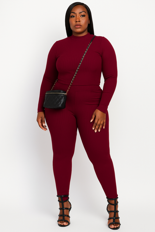 Wine Down Ribbed Set - House of Hues
